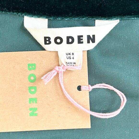 Boden Green Velvet V-Notch Neckline Bell Sleeve Blouse NWT - Picture 9 of 11